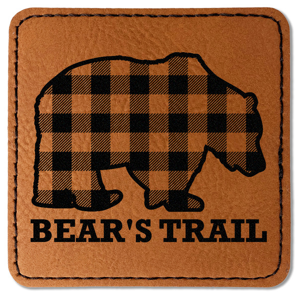 Custom Lumberjack Plaid Faux Leather Iron On Patch - Square (Personalized)