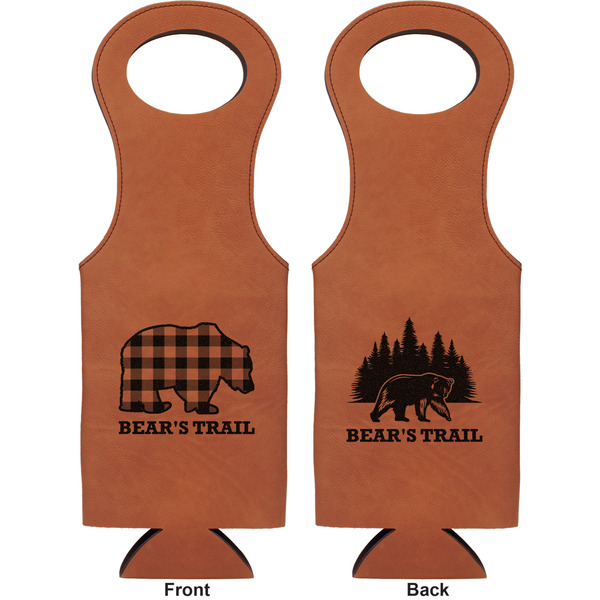 Lumberjack Plaid Leatherette Wine Tote Double Sided - Front and Back