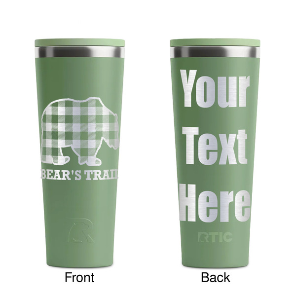 Lumberjack Plaid Light Green RTIC Everyday Tumbler - 28 oz. - Front and Back