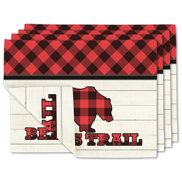 Custom Lumberjack Plaid Double-Sided Linen Placemat - Set of 4 w/ Name or Text