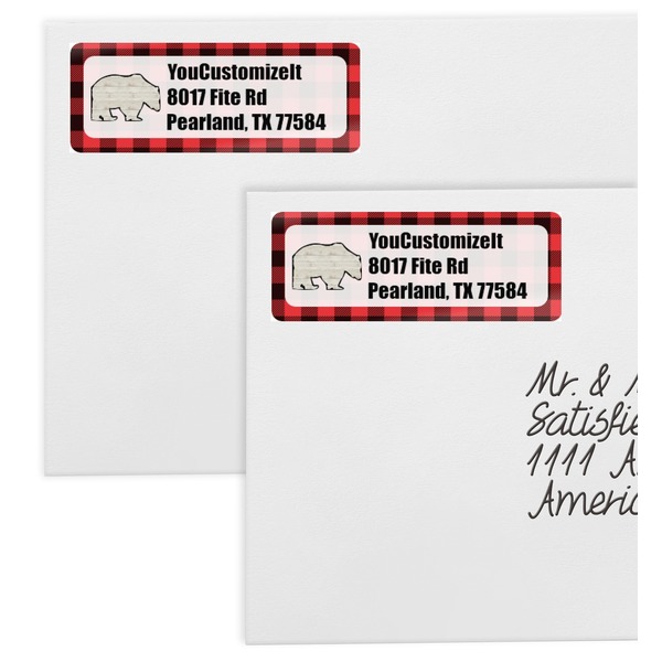 Lumberjack Plaid Mailing Labels - Double Stack Close Up