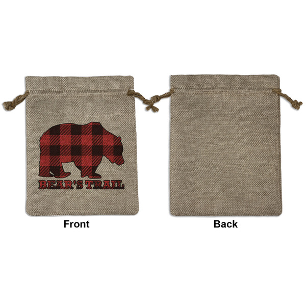 Lumberjack Plaid Medium Burlap Gift Bag - Front Approval