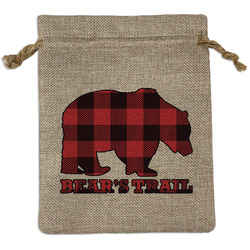 Lumberjack Plaid Medium Burlap Gift Bag - Front (Personalized)