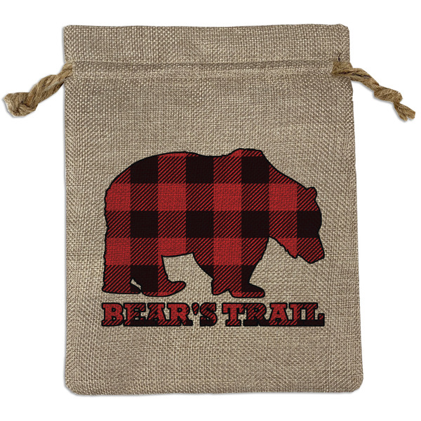 Custom Lumberjack Plaid Burlap Gift Bag (Personalized)