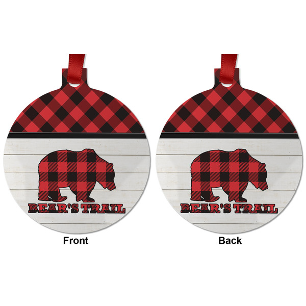 Lumberjack Plaid Metal Ball Ornament - Front and Back