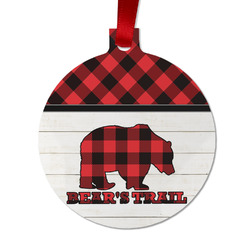 Lumberjack Plaid Metal Ball Ornament - Double Sided w/ Name or Text