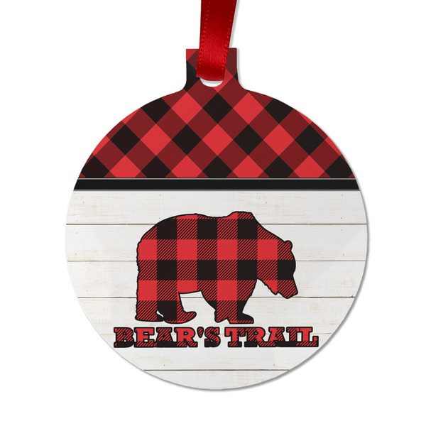 Custom Lumberjack Plaid Metal Ball Ornament - Double Sided w/ Name or Text