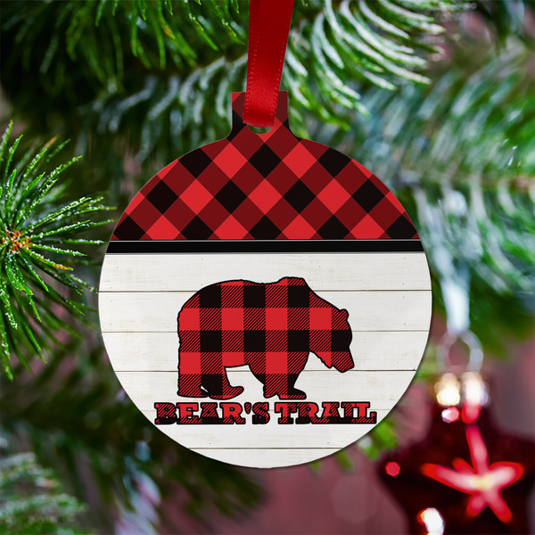 Lumberjack Plaid Metal Ball Ornament - Lifestyle