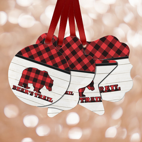 Custom Lumberjack Plaid Metal Ornaments - Double Sided w/ Name or Text
