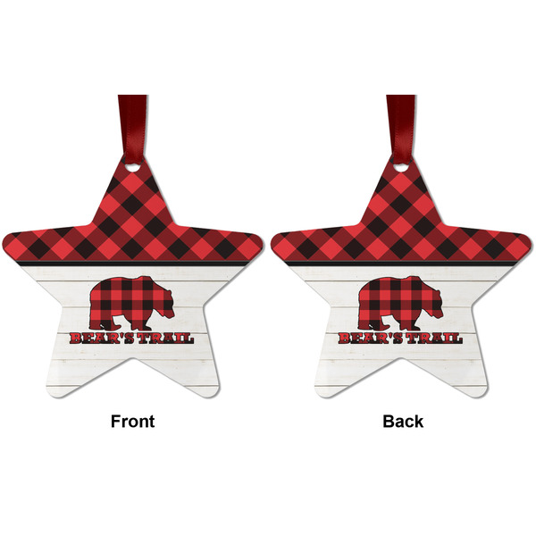 Lumberjack Plaid Metal Star Ornament - Front and Back