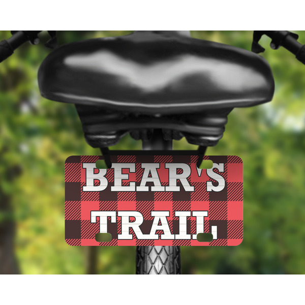 Lumberjack Plaid Mini License Plate on Bicycle