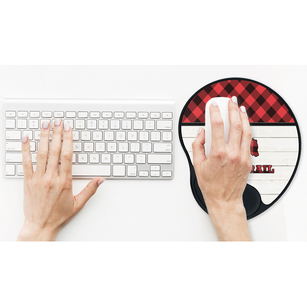 Lumberjack Plaid Mouse Pad with Wrist Rest - LIFESYTLE 2 (in use)