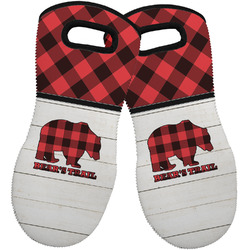 Lumberjack Plaid Neoprene Oven Mitts - Set of 2 w/ Name or Text
