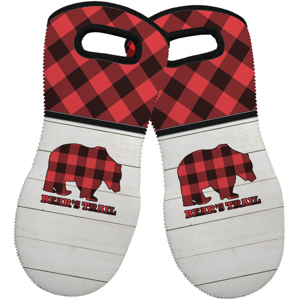 Custom Lumberjack Plaid Neoprene Oven Mitts - Set of 2 w/ Name or Text