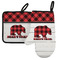 Lumberjack Plaid Left Oven Mitt & Pot Holder Set w/ Name or Text
