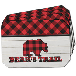 Lumberjack Plaid Dining Table Mat - Octagon w/ Name or Text