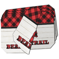Lumberjack Plaid Dining Table Mat - Octagon - Set of 4 (Double-SIded) w/ Name or Text