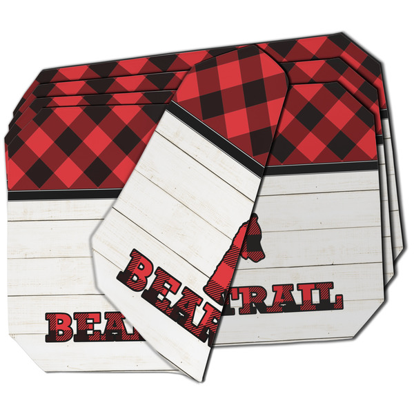 Custom Lumberjack Plaid Dining Table Mat - Octagon - Set of 4 (Double-SIded) w/ Name or Text