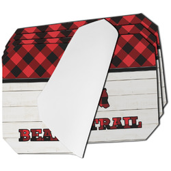 Lumberjack Plaid Dining Table Mat - Octagon - Set of 4 (Single-Sided) w/ Name or Text