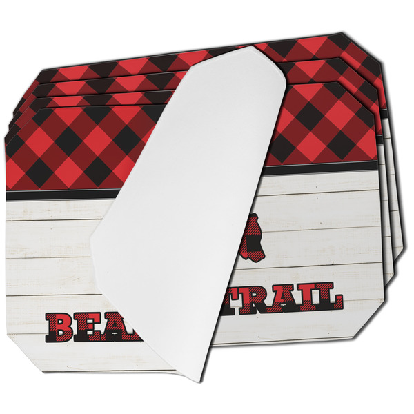 Custom Lumberjack Plaid Dining Table Mat - Octagon - Set of 4 (Single-Sided) w/ Name or Text