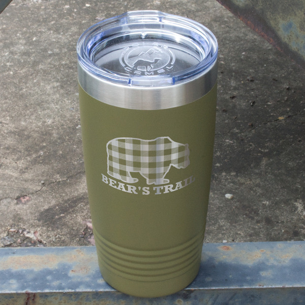Lumberjack Plaid Olive Polar Camel Tumbler - 20oz - Angled