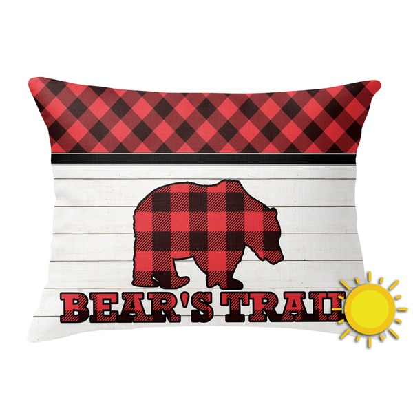 Custom Lumberjack Plaid Outdoor Throw Pillow (Rectangular) (Personalized)