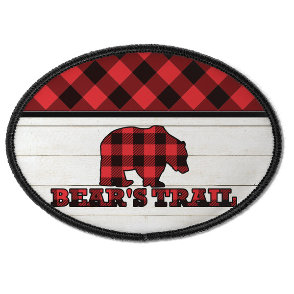 Custom Lumberjack Plaid Iron On Oval Patch w/ Name or Text
