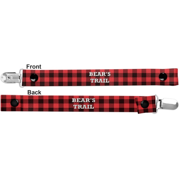 Lumberjack Plaid Pacifier Clip - Front and Back