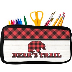 Lumberjack Plaid Neoprene Pencil Case - Small w/ Name or Text