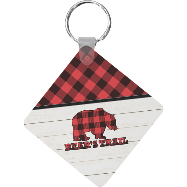 Custom Lumberjack Plaid Diamond Plastic Keychain w/ Name or Text