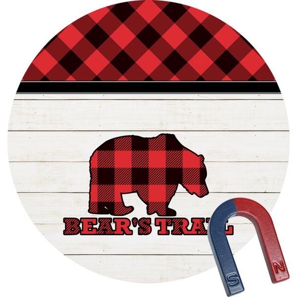 Custom Lumberjack Plaid Round Fridge Magnet (Personalized)