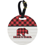 Lumberjack Plaid Plastic Luggage Tag - Round (Personalized)