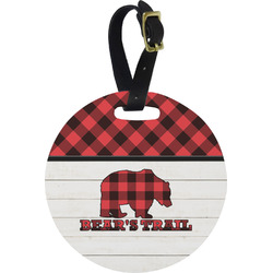 Lumberjack Plaid Plastic Luggage Tag - Round (Personalized)