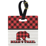Lumberjack Plaid Plastic Luggage Tag - Square w/ Name or Text