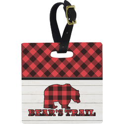 Lumberjack Plaid Plastic Luggage Tag - Square w/ Name or Text