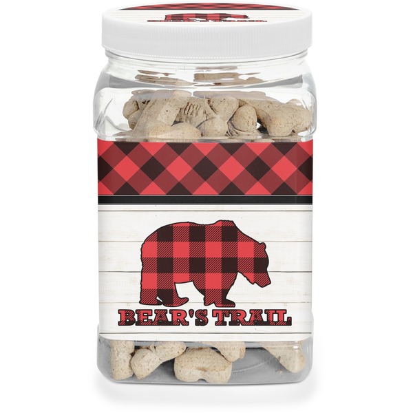 Custom Lumberjack Plaid Dog Treat Jar (Personalized)