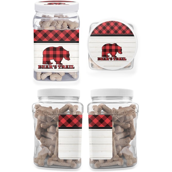 Lumberjack Plaid Pet Treat Jar - Multiple Angles