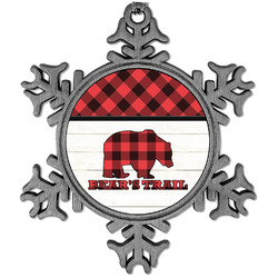 Lumberjack Plaid Vintage Snowflake Ornament (Personalized)