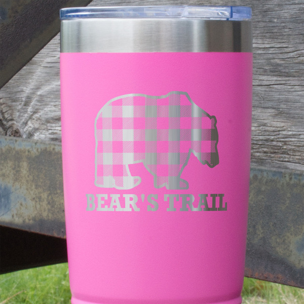 Lumberjack Plaid Pink Polar Camel Tumbler - 20oz - Close Up