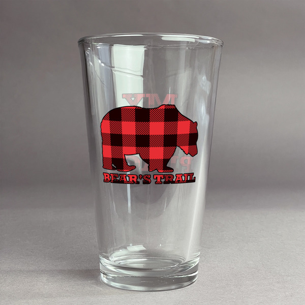 Custom Lumberjack Plaid Pint Glass - Full Color Logo (Personalized)