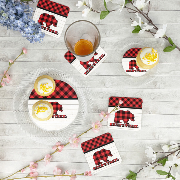 Lumberjack Plaid Plastic Party Appetizer & Dessert Plates - In Context