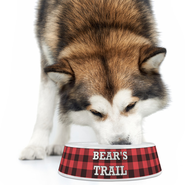 Lumberjack Plaid Plastic Pet Bowls - Large - LIFESTYLE