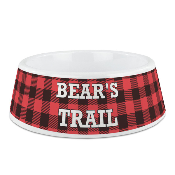 Custom Lumberjack Plaid Plastic Dog Bowl (Personalized)