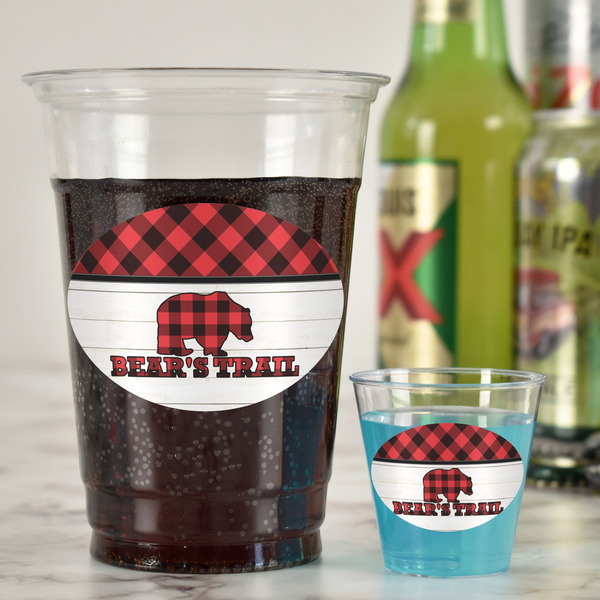 Lumberjack Plaid Plastic Shot Glasses - In Context