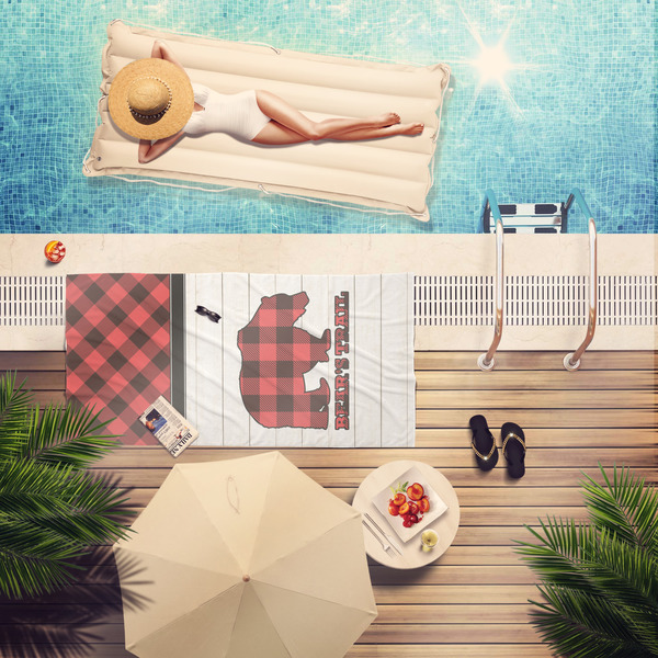 Lumberjack Plaid Pool Towel Lifestyle