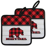 Lumberjack Plaid Pot Holders - Set of 2 w/ Name or Text