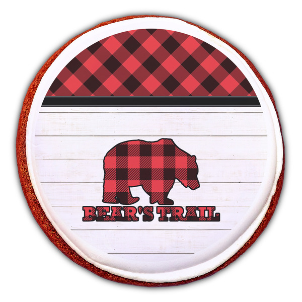 Lumberjack Plaid Printed Icing Circle - Large - On Cookie