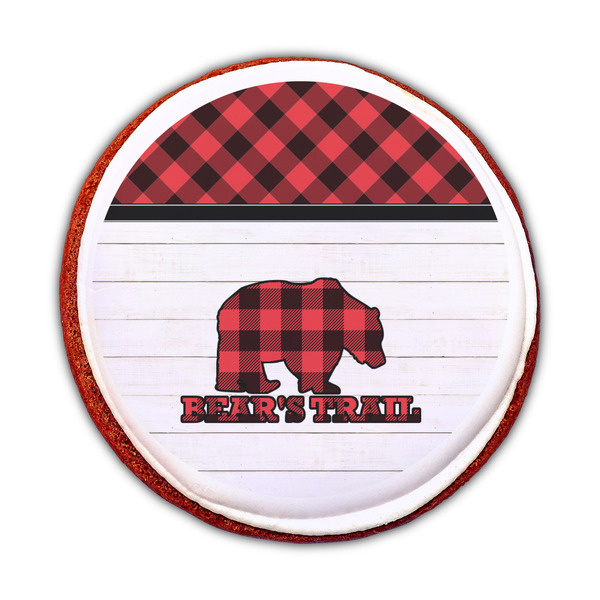 Lumberjack Plaid Printed Icing Circle - Medium - On Cookie