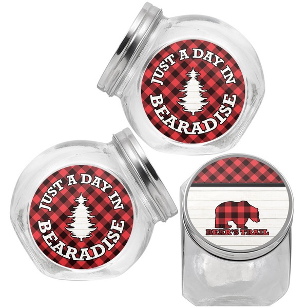 Lumberjack Plaid Puppy Treat Jar - Top Left Right