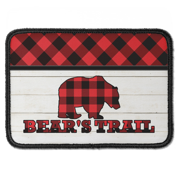 Custom Lumberjack Plaid Iron On Rectangle Patch w/ Name or Text